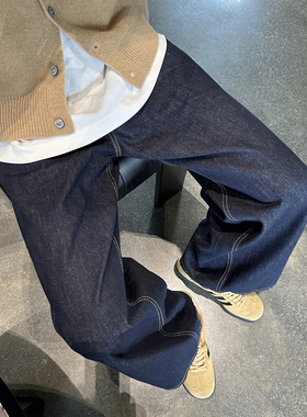 nick tian 秋冬新款韩版柔软牛仔裤男宽松直筒阔腿简约百搭裤子