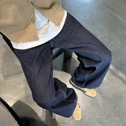 nicktian秋季宽松直筒牛仔裤