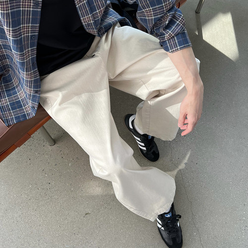 NickTian小阔腿直筒弯刀牛仔裤