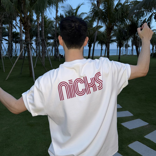 NickTian背后字母印花短袖T恤