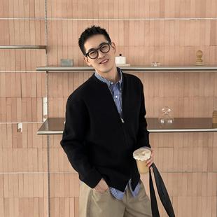 Tian春秋季 男简约休闲宽松长袖 新款 毛衣开衫 拉链外套 韩版 Nick