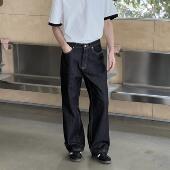 Tian 美式 复古黑色牛仔裤 Nick 男水洗宽松百搭垂感直筒阔腿长裤