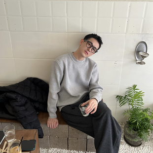 休闲圆领毛衣打底衫 Nick 新款 男秋冬季 Tian韩系极简风纯色针织衫