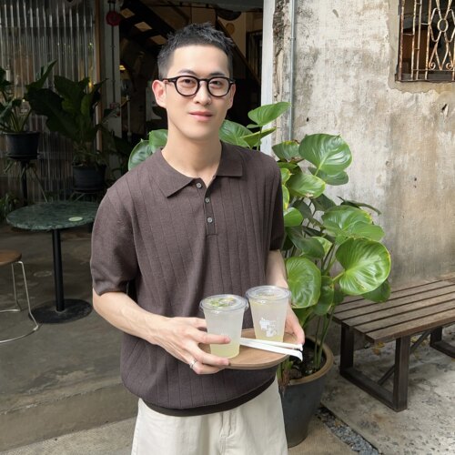 NickTian亨利领针织冰丝男短袖