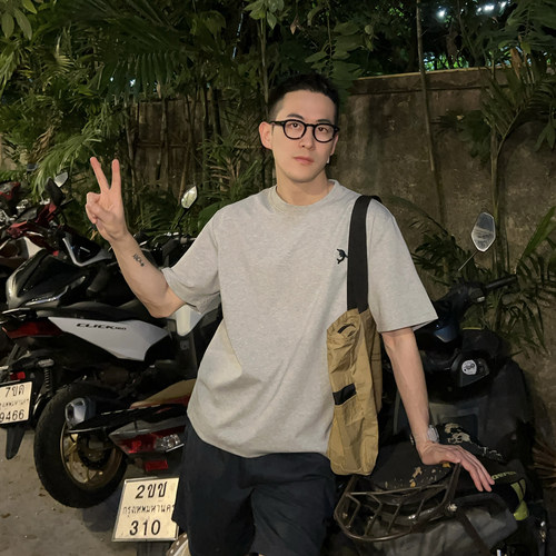 NickTian休闲海豚刺绣短袖T恤
