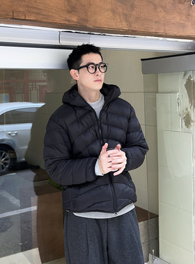 Nick Tian 秋冬白鸭绒连帽羽绒服男新款休闲百搭轻薄保暖夹克外套