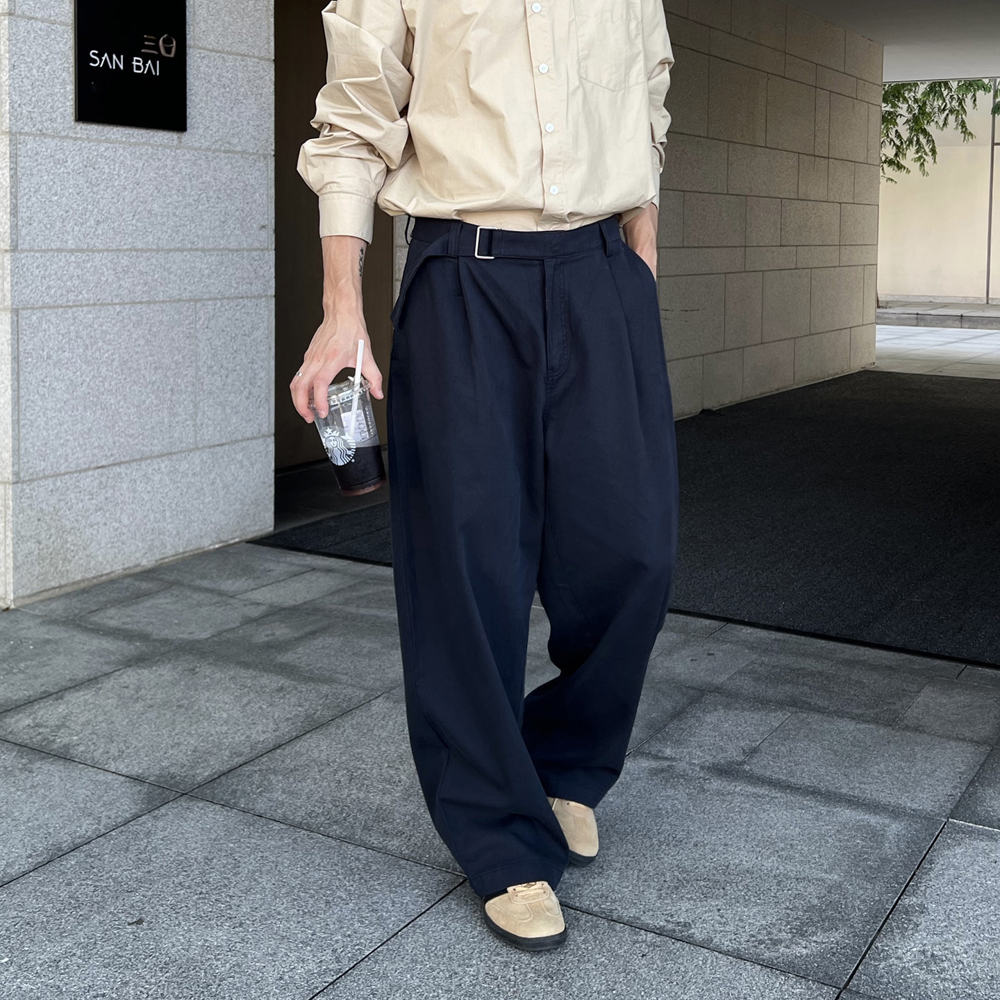 Nick Tian 秋冬高级感厚款垂感西裤男新款宽松纯色直筒休闲长裤子