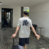 tian 简约宽松打底衫 美式 nick 休闲字母刺绣短袖 T恤男夏季 半袖 潮