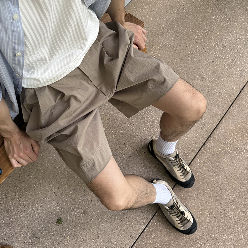 Nick Tian 卡其色薄柔软西裤短裤男夏季新款美式休闲宽松直筒百搭,男装,短裤,淘宝优惠券,粉丝福利购,淘宝优惠卷