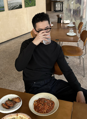 Nick Tian 休闲风黑色百搭紧身针织衫男秋冬基础款内搭打底衫毛衣