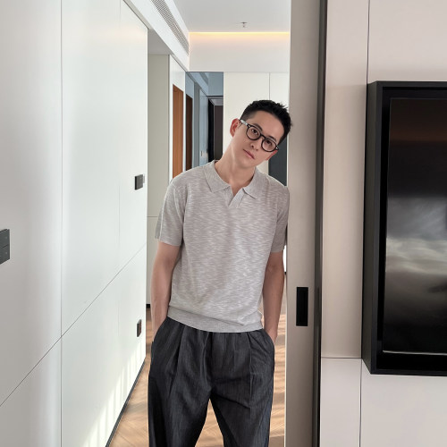 NickTian老钱风冰丝针织短袖