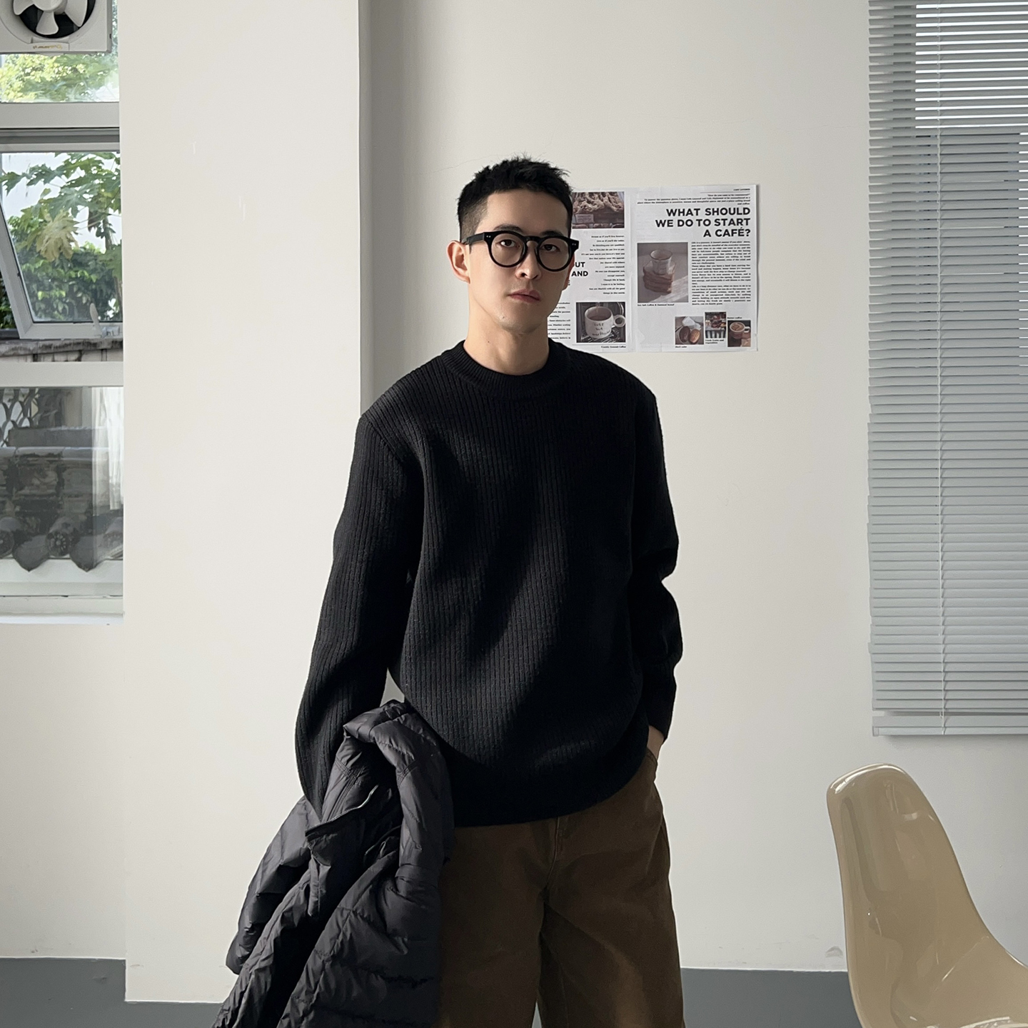 NickTian肌理感高级感纯色毛衣