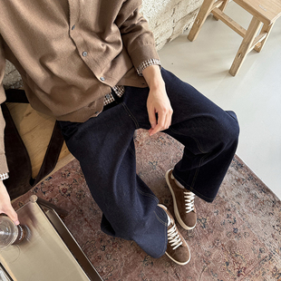 Tian 韩版 厚款 男秋冬新款 简约宽松休闲 小直筒松紧腰牛仔裤 Nick