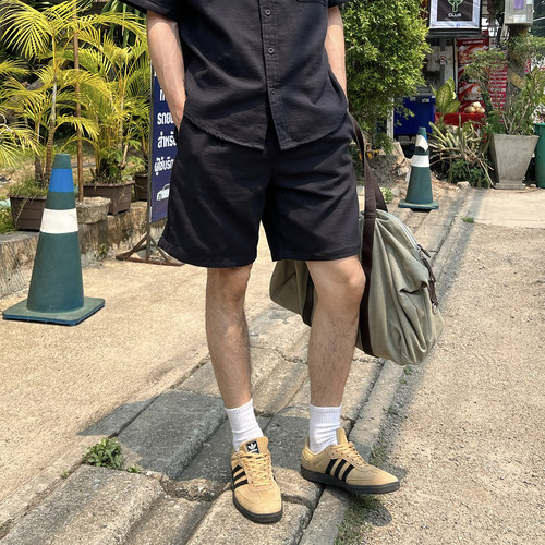 NickTian极简风松紧腰休闲短裤