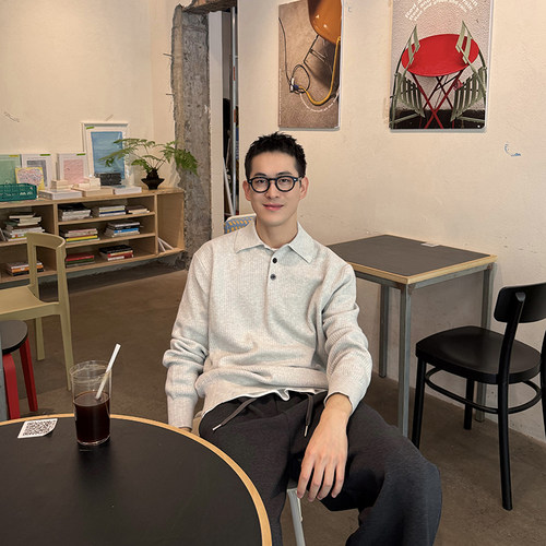 NickTianpolo翻领亨利领毛衣