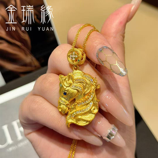 孟庆国赤骥黄金项链女足金999本命年马生肖吊坠古法非遗手工錾刻