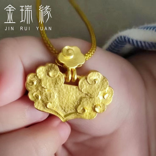 金瑞缘手工金实心祥云锁包