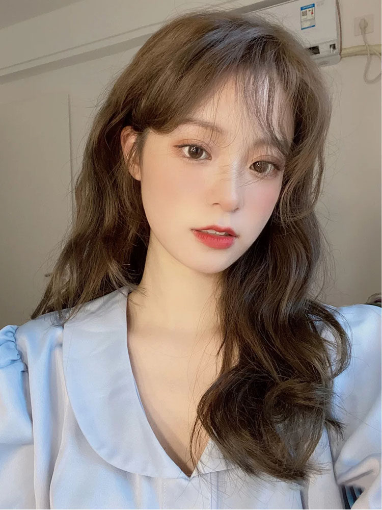 斜刘海假发片女偏分真发无痕头顶补发一片式遮白发假头发真人发丝