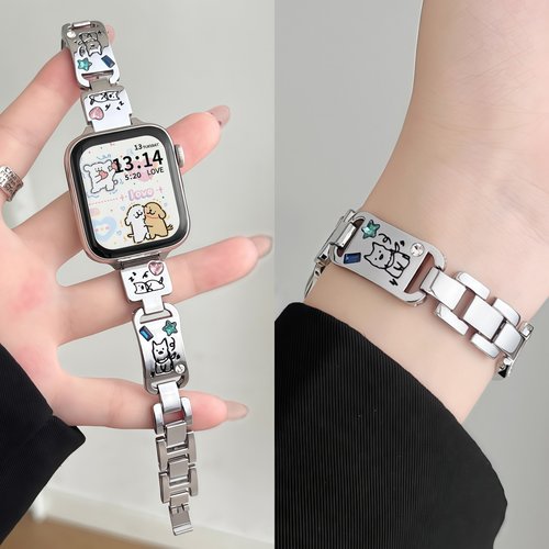 适用小米手环9pro彩钻小狗金属链