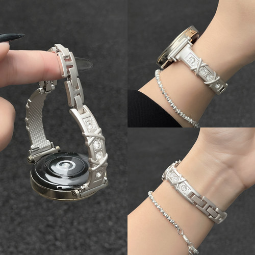 适用oppo手表watchx3mini表带金属手表带链oppowatchx2mini表带高级感watchs夏天智能运动4pro腕表带时尚se
