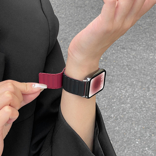 适用小米手环9pro表带8pro腕带装 双色硅胶磁吸Redmiwatch4硅胶5active撞色lite透气硅胶替换带云顶创想 甲款