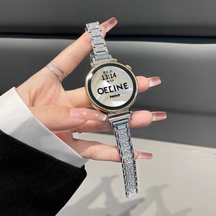 适用oppowatchS表带x2mini新款女士满钻金属OPPO智能运动手表watchX轻奢小众watch4pro夏天时尚高级感替换带