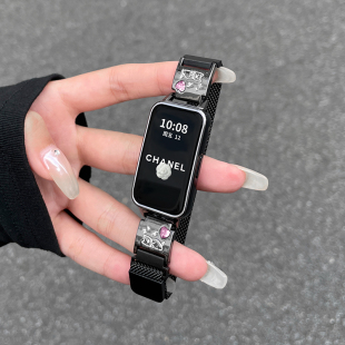 6pro不锈钢替换腕带云顶创想 8表带卡通可爱小狗米兰尼斯磁吸荣耀9nfc腕带智能运动band7 适用华为手环10