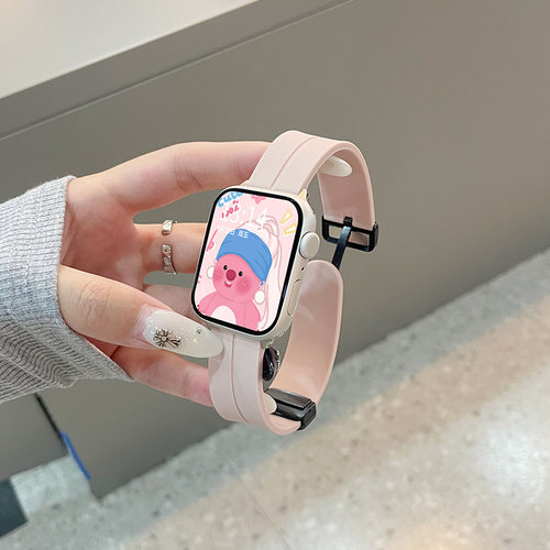 云顶硅胶磁吸扣oppo手表撞色表带