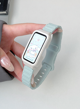 适用华为手环10/9/8NFC表带创意装甲款硅胶腕带band7/6pro透气荣耀10智能运动band9潮流个性男女保护壳配件