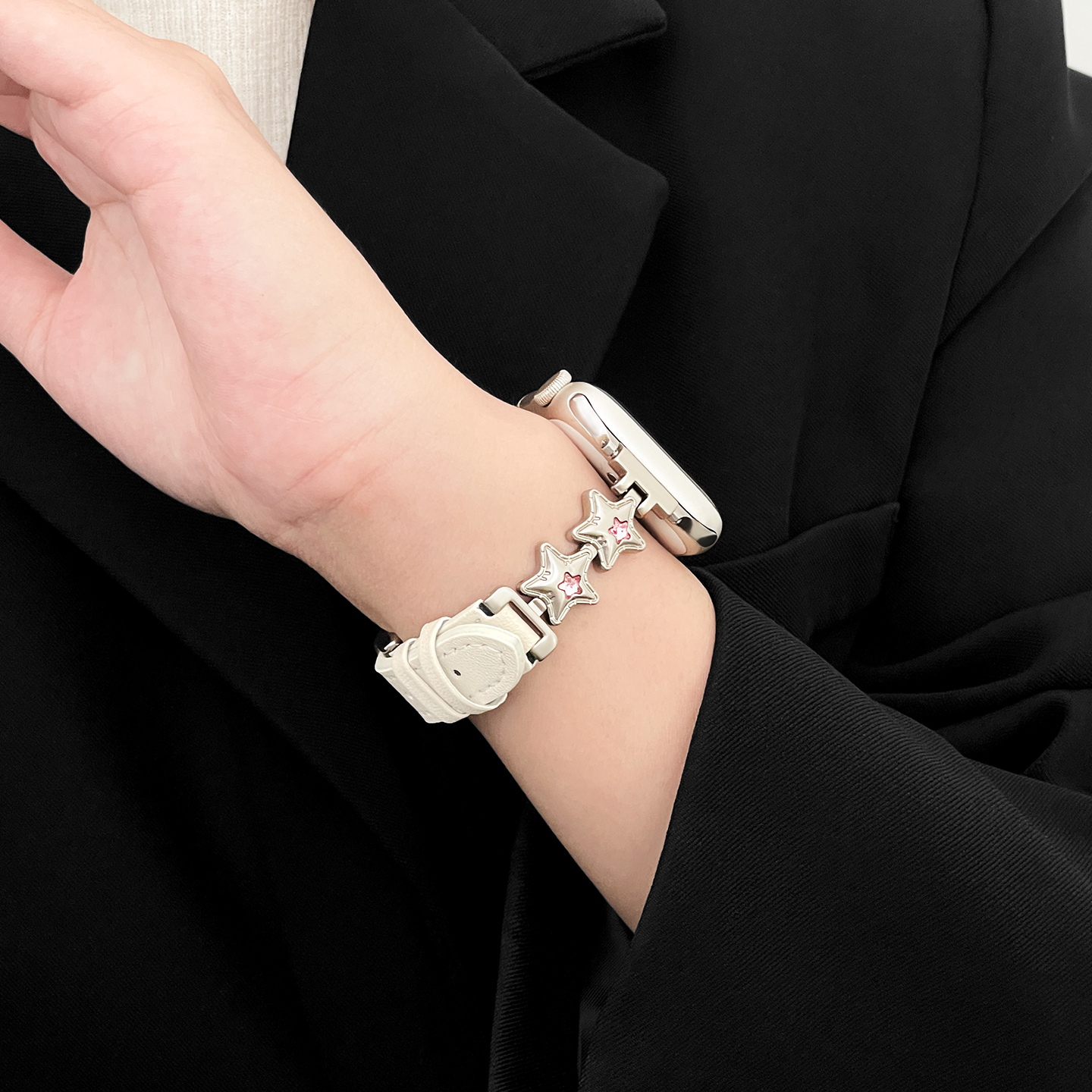 适用华为fit手表星星皮质表带