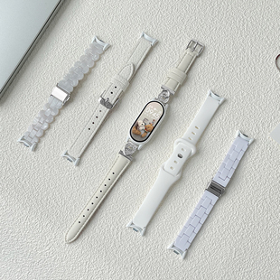 皮小米手环8腕带树脂款 白色牛仔链式 夏天透气智能运动男女替换带云顶创想 陶瓷版 适用小米手环10表带9NFC新款