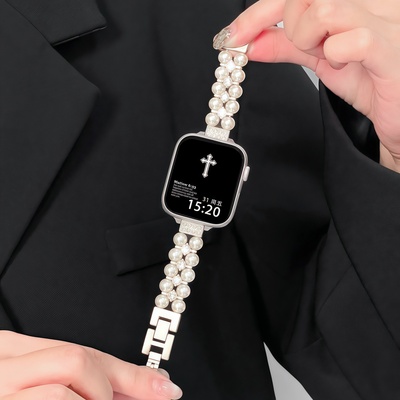 云顶适用华为手表十字钻珍珠表带