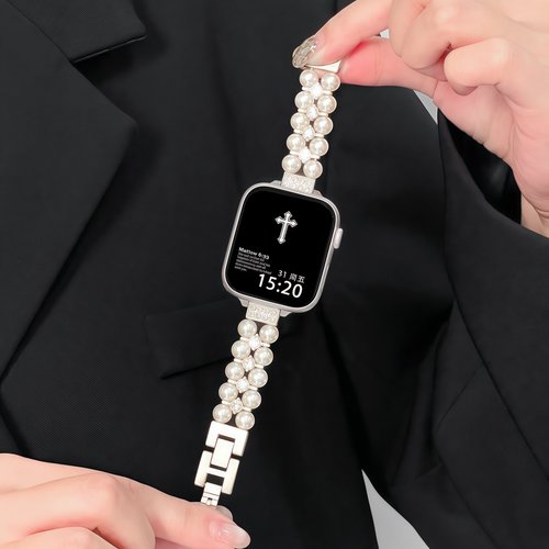 云顶适用华为手表十字钻珍珠表带