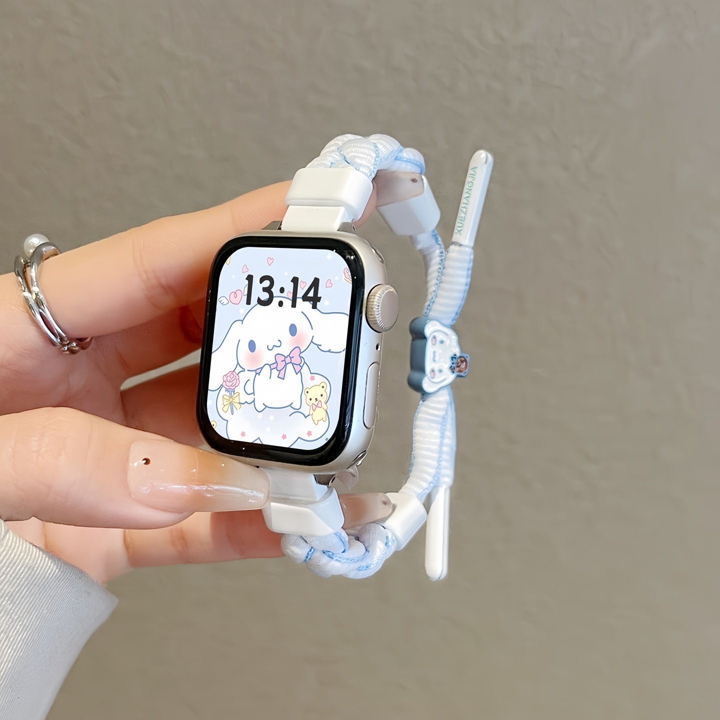 适用苹果iwatch卡通编织手绳表带图片