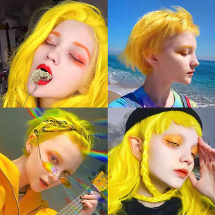 染发膏2024新款 流行天然植物不伤发染色自己在家染发剂金黄色显白