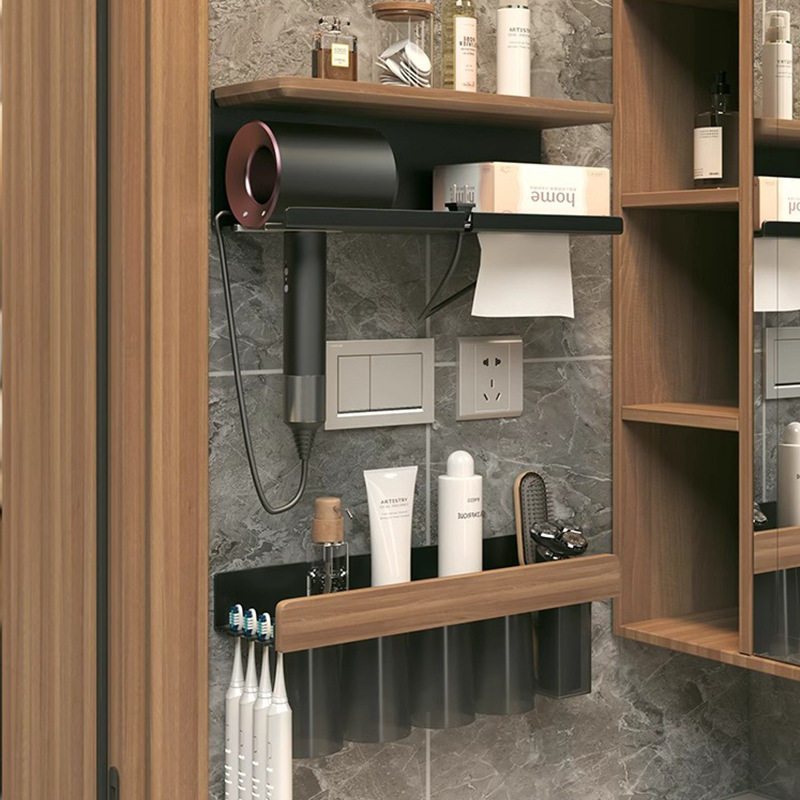 胡桃木吹风机架卫生间置物架免打孔壁挂支架电吹风挂架风筒收纳
