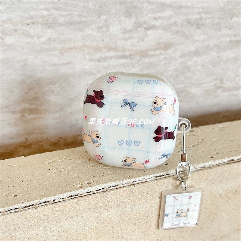 日韩卡通可爱幸福格子狗适用三星Buds3pro保护壳BudsFE无线蓝牙耳机套live/pro耳机壳情侣小众软壳三只小狗潮