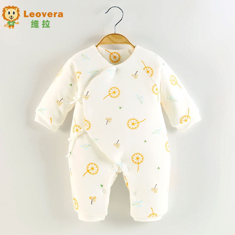 新生婴儿连体衣秋冬加厚纯棉夹棉