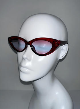 1105lab新款复古猫眼暗红色高级时髦墨镜凹造型显脸小街拍太阳镜