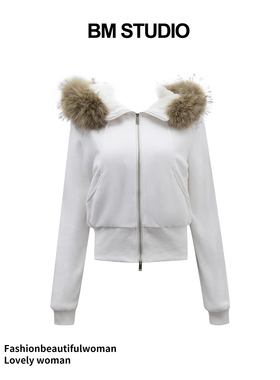 Brandygirl新款WM卫衣外套加绒棉衣连帽宽松显瘦百搭保暖外套上衣