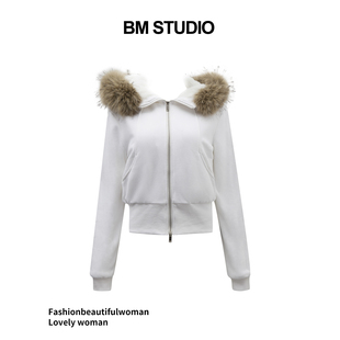 Brandygirl新款WM卫衣外套加绒棉衣连帽宽松显瘦百搭保暖外套上衣