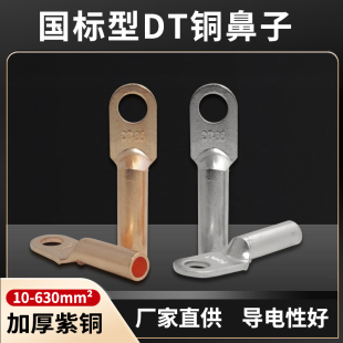 国标DT铜鼻子接线端子紫铜镀锡接线鼻堵油线耳16/25/35/50/70平方