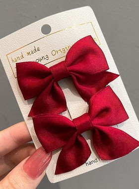 儿童蝴蝶结发饰红色小夹子女孩前额发夹女童网红宝宝公主发卡头饰