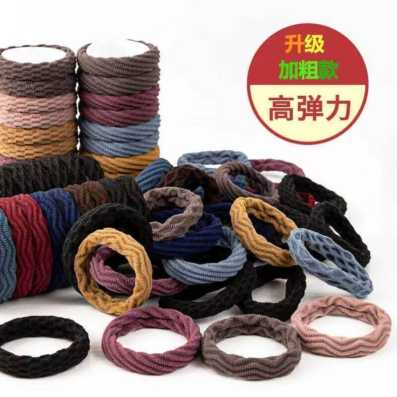 网红爆款高弹力耐用皮筋女扎头无接缝发圈皮套女头绳加粗发绳头饰