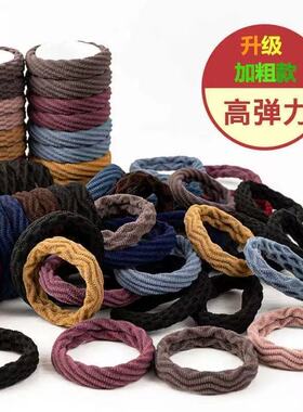 网红爆款高弹力耐用皮筋女扎头无接缝发圈皮套女头绳加粗发绳头饰