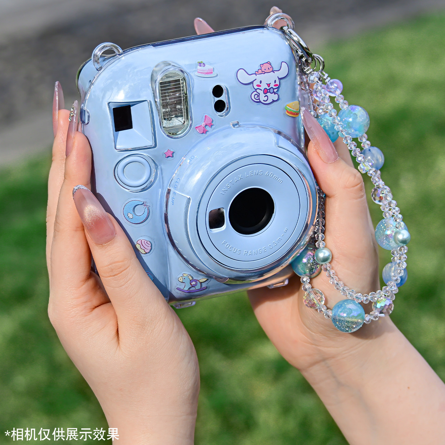 适用拍立得mini12保护套instax富士mini12保护套透明保护水晶壳硅胶套相机包收纳包硬壳子防摔防撞配件含背绳