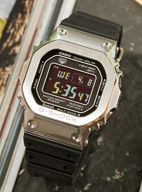 王一博同款卡西欧小金块手表男G SHOCK金属小银方块GMW-B5000-1D