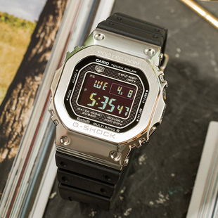 B5000 SHOCK金属小银方块GMW 卡西欧小金块手表男G 王一博同款