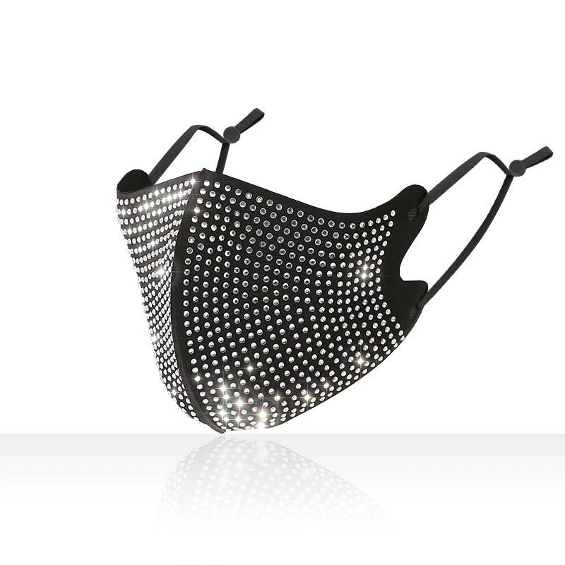 黑色个性镶钻口罩时尚百搭透气凉感女神款高级感水钻装饰立体潮流
