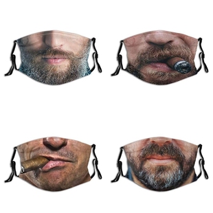 仿真人脸口罩3d立体面具搞笑假嘴唇胡子大嘴巴夸张男士可洗布个性